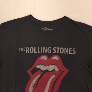 The Rolling Stones 1975 US Tour Band Crew Neck T Shirt Mens Size Large L Black